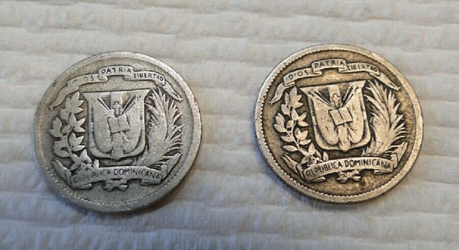 TWO DOMINICAN REPUBLIC - 1951 & 1942 - .900 SILVER 10 Centaves - Fresh Stock Dated October 2025