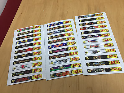 Sega Genesis 32x Sticker End Labels (For All 34 Custom Cartridge Game Stickers) - Fresh Stock Dated October 2025