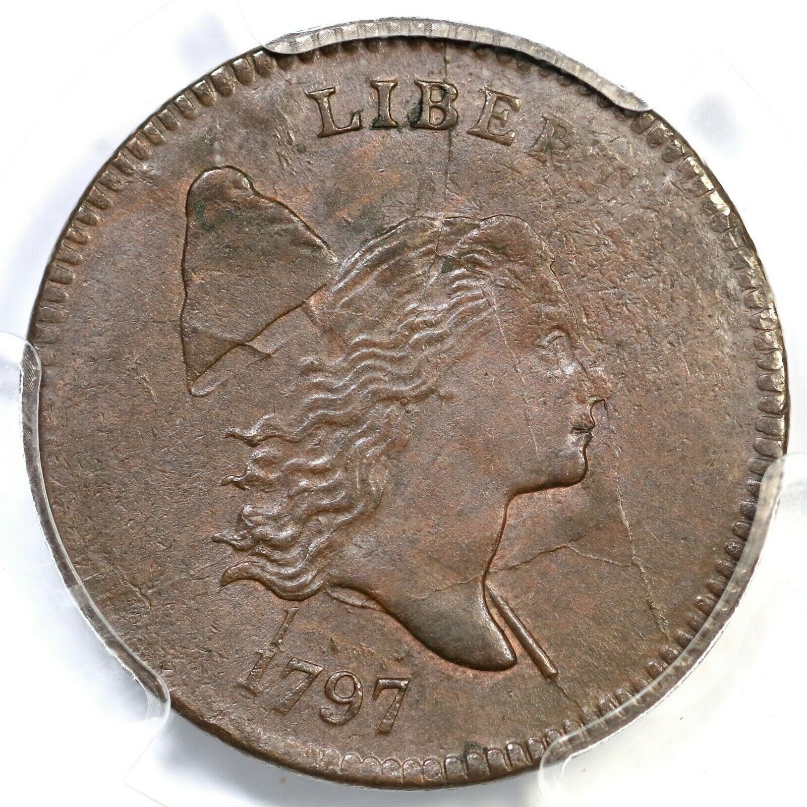 1797 C-1 R-2 PCGS MS 62 BN 1 Above 1 Liberty Cap Half Cent Coin 1/2c Ex; MCC - Fresh Stock Dated October 2025