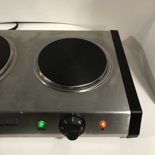 Cuisinart CB-60 Cast-Iron Double Burner, Heavy Duty, Silver - IT WORKS! - Fresh Stock Dated October 2025