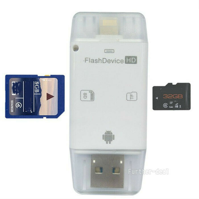 USB Flash Drive SD TF Card Reader For iPhone X 8 7 6s 6 Plus 5 s iPad Air Mini - Fresh Stock Dated October 2025
