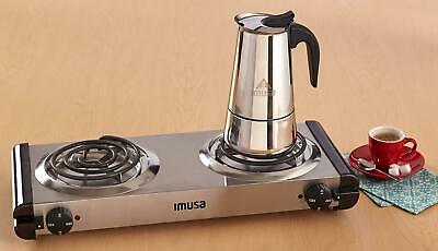 IMUSA USA GAU-80312US Electric Double Burner 1750-Watts, Stainless Steel, Silver - Fresh Stock Dated October 2025