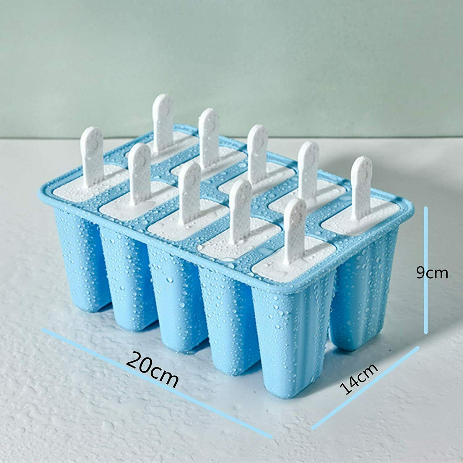Popsicle Molds 10 Pieces Silicone Ice Pop Models  (10 Cavities-Blue) - Fresh Stock Dated October 2025