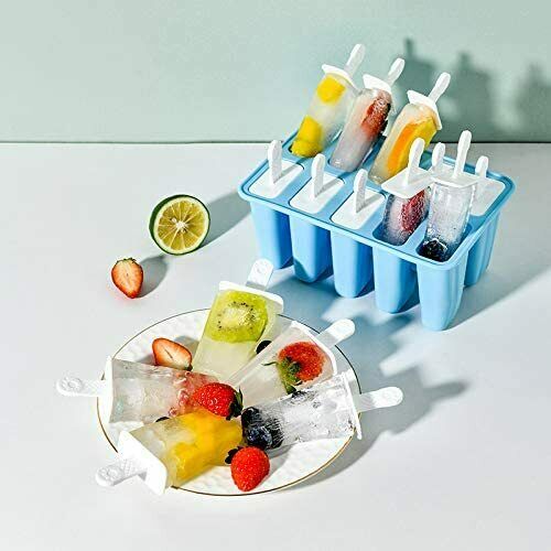 Popsicle Molds 10 Pieces Silicone Ice Pop Models  (10 Cavities-Blue) - Fresh Stock Dated October 2025