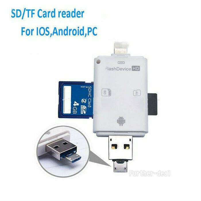 USB Flash Drive SD TF Card Reader For iPhone X 8 7 6s 6 Plus 5 s iPad Air Mini - Fresh Stock Dated October 2025