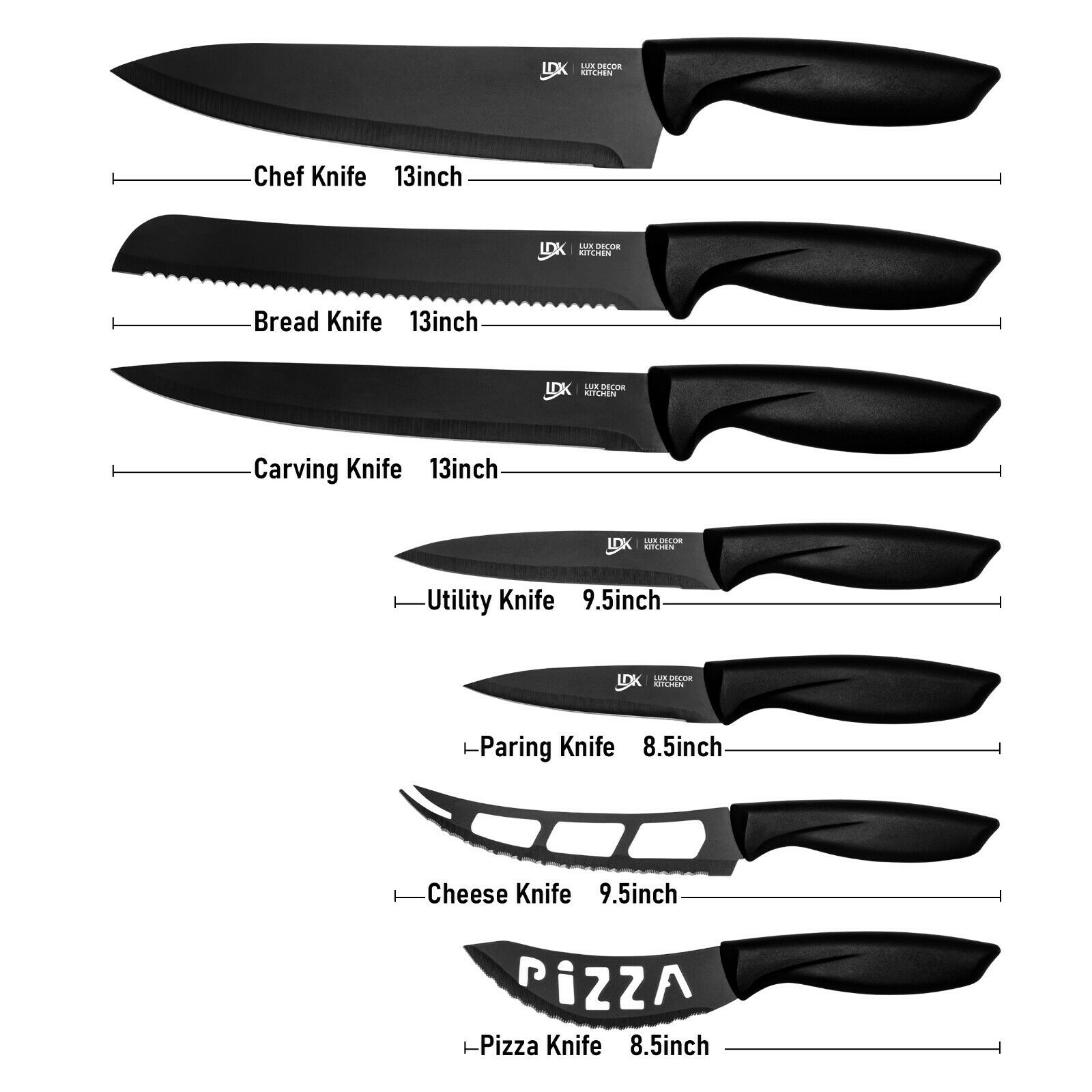 Knife Set Stainless Steel 7Pieces Professional Cutlery Pizza Kitchen Chef Knives - Fresh Stock Dated October 2025