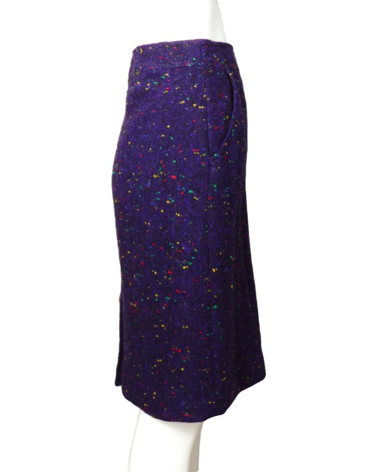 CELINE-1980s Purple Wool Fleck Skirt, Size-10 - Fresh Stock Dated October 2025