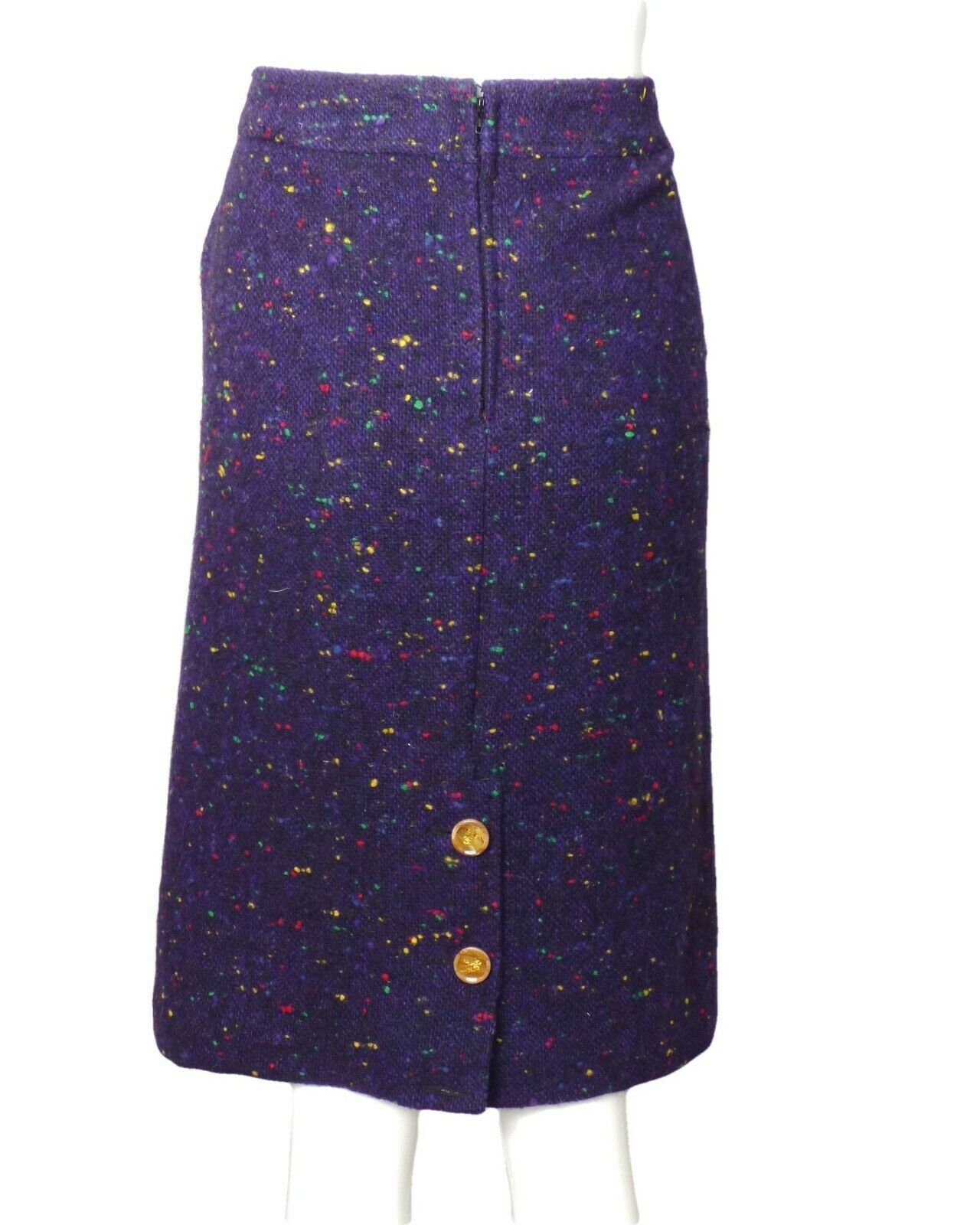 CELINE-1980s Purple Wool Fleck Skirt, Size-10 - Fresh Stock Dated October 2025