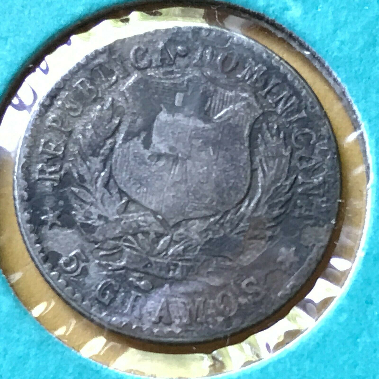 Dominican Republic 20 Centavos silver coin, issued in 1897,  circulated - Fresh Stock Dated October 2025