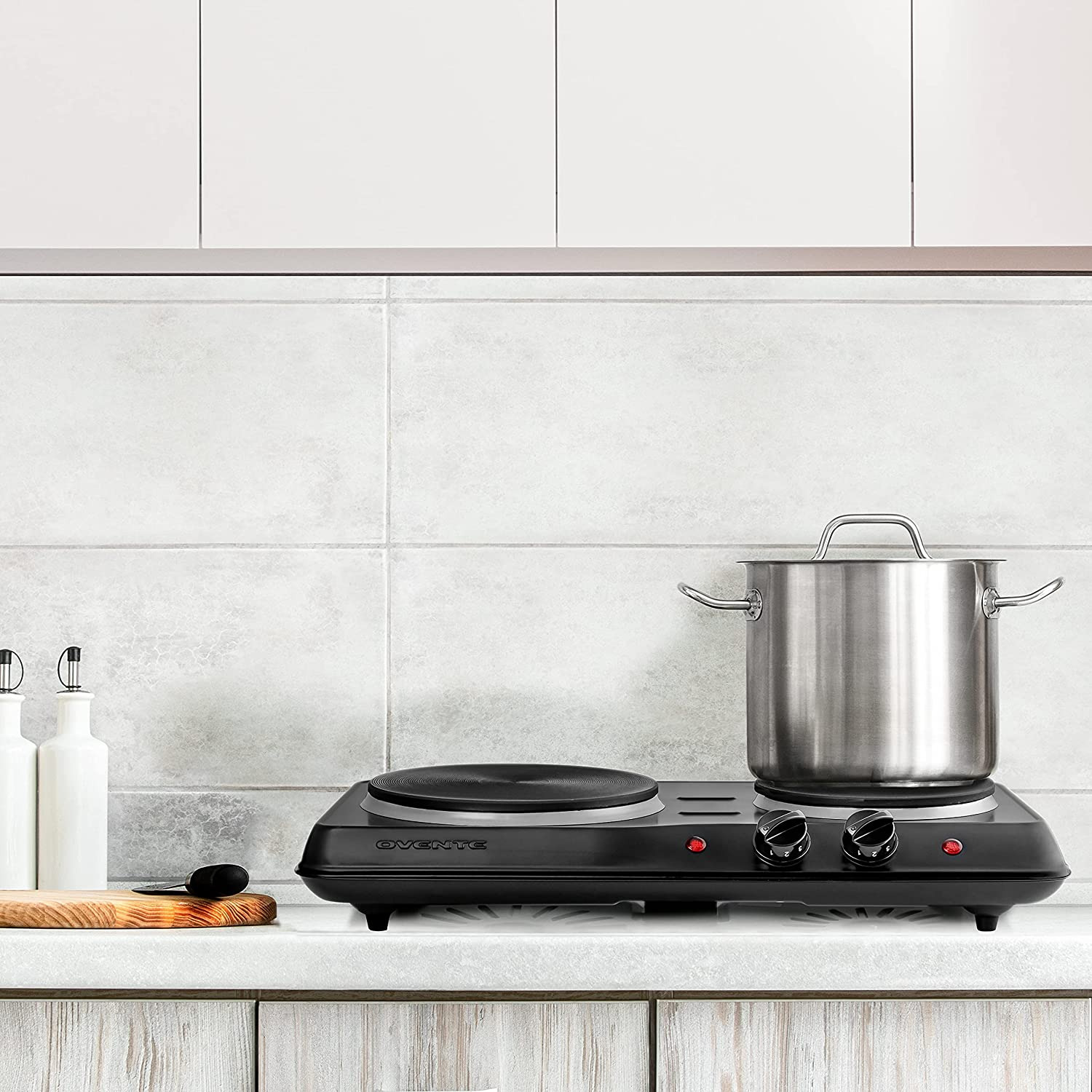Double Cast Iron Burner 7 & 6 Inch Hot Plates, 1700W Electric Countertop - Fresh Stock Dated October 2025