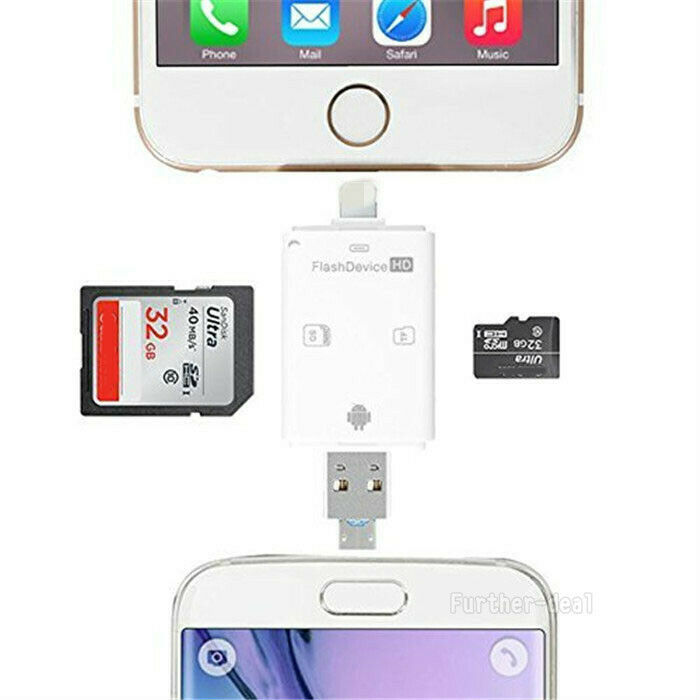 USB Flash Drive SD TF Card Reader For iPhone X 8 7 6s 6 Plus 5 s iPad Air Mini - Fresh Stock Dated October 2025