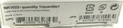 Lightning to SD Card Reader White NK1022 Camera Photo Memory Adaptor Transfer - Fresh Stock Dated October 2025
