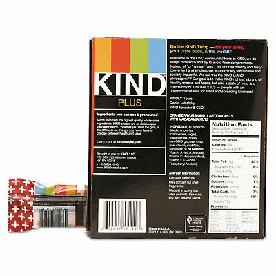 KIND Plus Nutrition Boost Bar Cranberry Almond and Antioxidants 1.4 oz 12/Box - Fresh Stock Dated October 2025