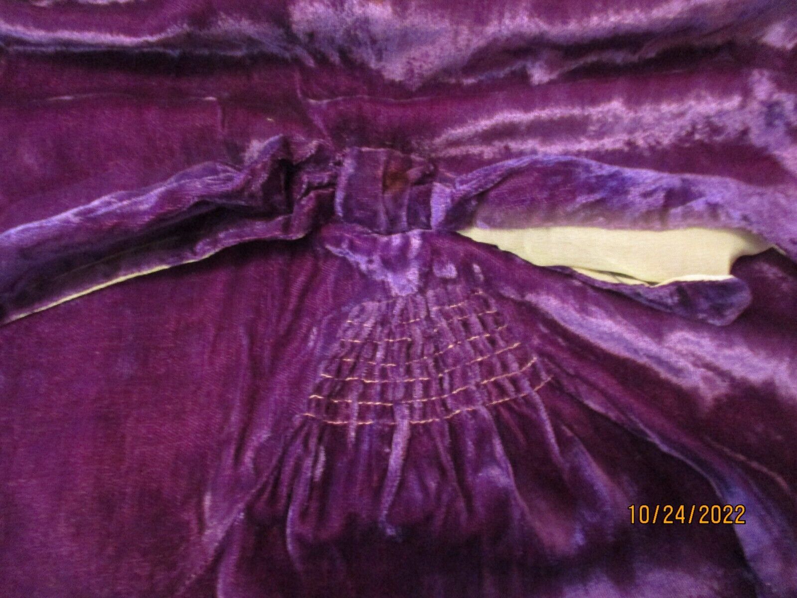 Fabulous 1920's purple velvet Flapper dress with large lace collar - Fresh Stock Dated October 2025