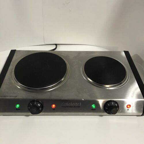 Cuisinart CB-60 Cast-Iron Double Burner, Heavy Duty, Silver - IT WORKS! - Fresh Stock Dated October 2025