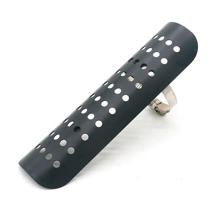 Black Universal Exhaust Muffler Pipe Heat Shield Cover Heel Guard For Motorcycle - Fresh Stock Dated October 2025