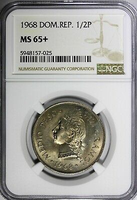 Dominican Republic 1968 1/2 Peso NGC MS65+ PLUS Mintage-600 000 KM# 21a.1 (025) - Fresh Stock Dated October 2025
