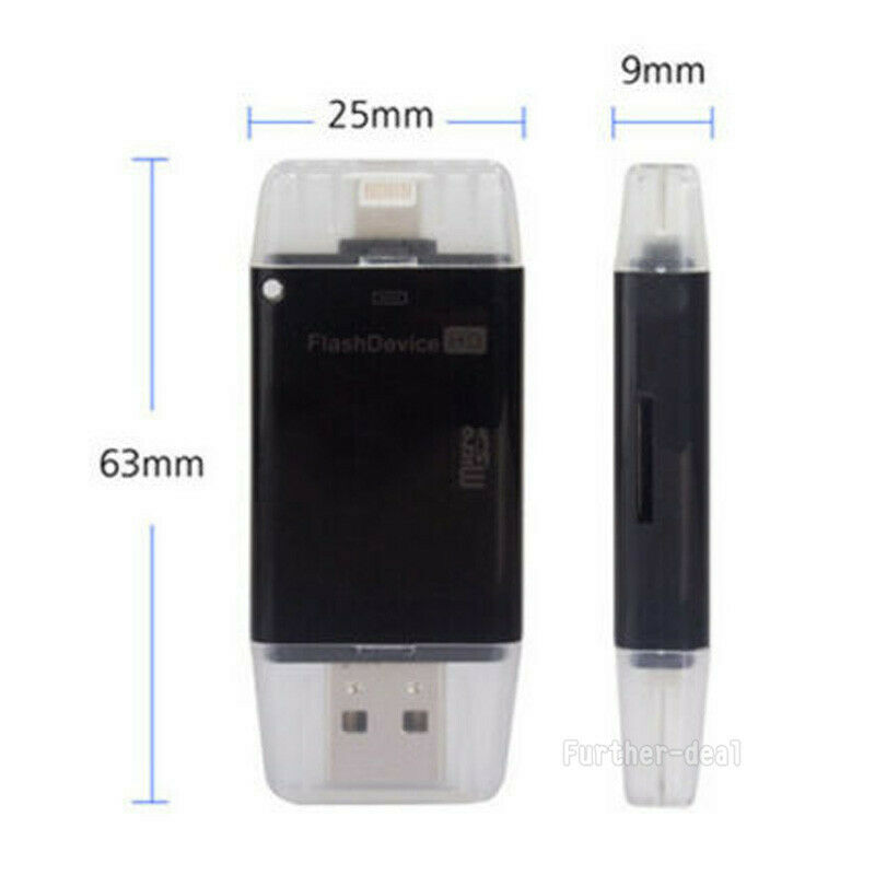 USB Flash Drive SD TF Card Reader For iPhone X 8 7 6s 6 Plus 5 s iPad Air Mini - Fresh Stock Dated October 2025
