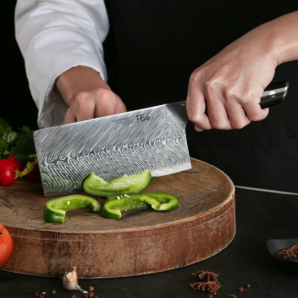 TURWHO 7in Chef Chopper Kitchen Cleaver Knife Japanese VG10 Damascus Steel Knife - Fresh Stock Dated October 2025