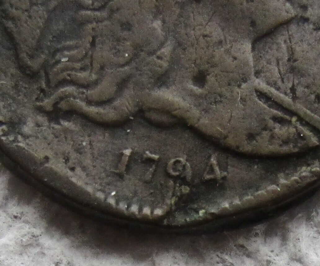 1794 1/2C BN Liberty Cap Half Cent Rare Key Date Bold Date VF Detail Damaged - Fresh Stock Dated October 2025