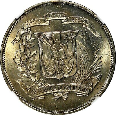 Dominican Republic 1968 1/2 Peso NGC MS65+ PLUS Mintage-600 000 KM# 21a.1 (025) - Fresh Stock Dated October 2025