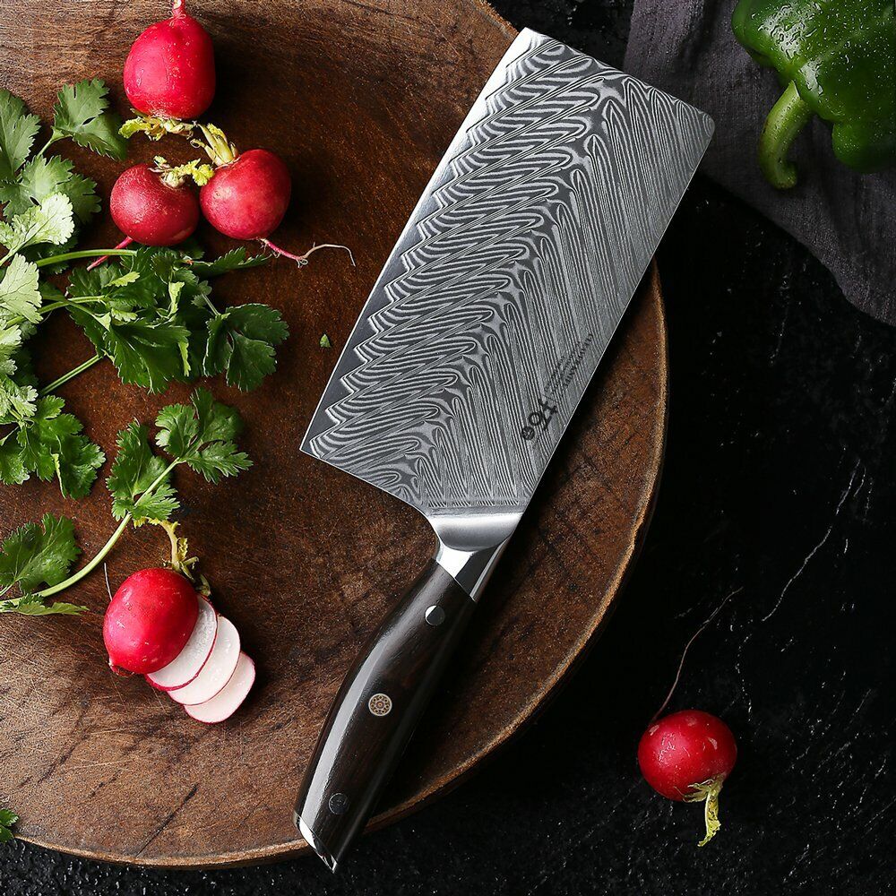 TURWHO 7in Chef Chopper Kitchen Cleaver Knife Japanese VG10 Damascus Steel Knife - Fresh Stock Dated October 2025