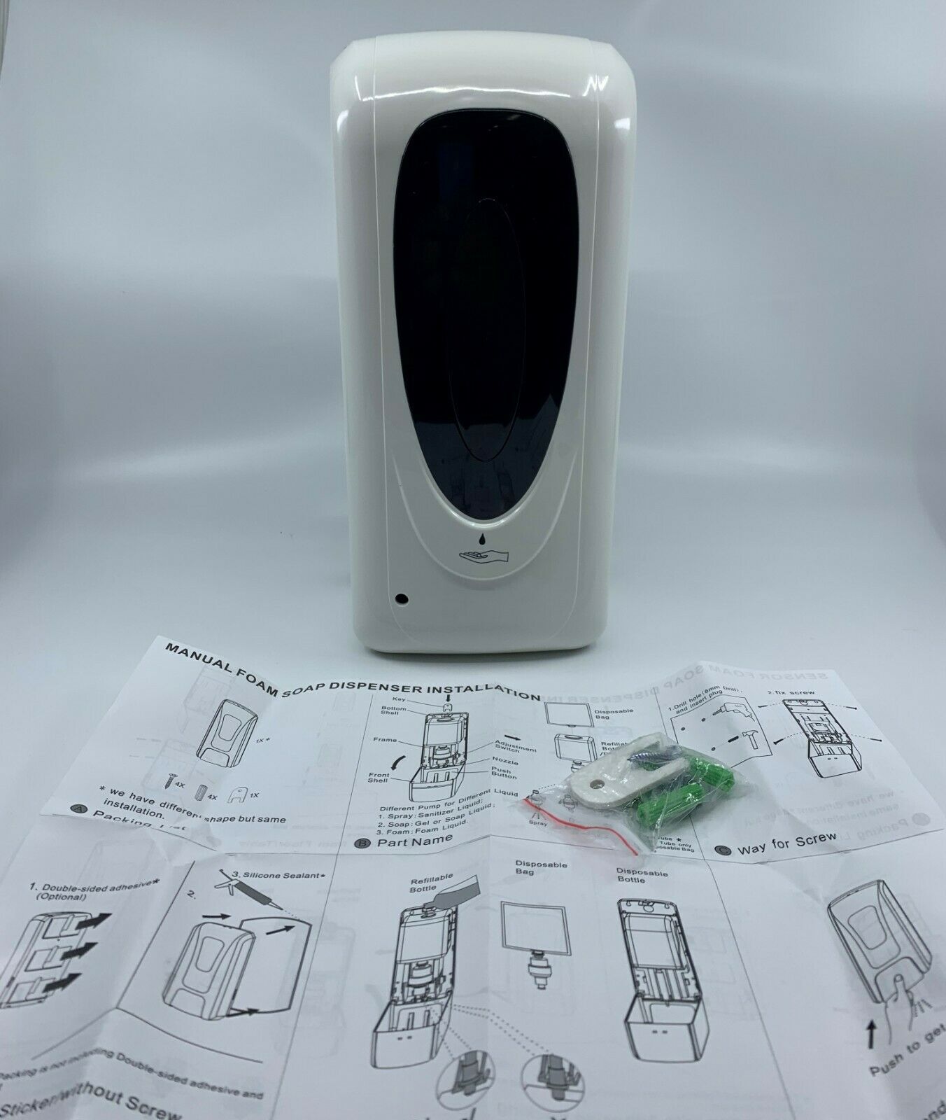 Automatic Touchless 1000mL Gel Hand Sanitizer Dispenser with Floor Stand - Fresh Stock Dated October 2025