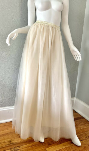 Vintage 80s Off White LAYERED TULLE Party Prom Maxi Wedding Dress Skirt XS/S - Fresh Stock Dated October 2025