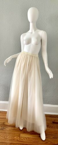 Vintage 80s Off White LAYERED TULLE Party Prom Maxi Wedding Dress Skirt XS/S - Fresh Stock Dated October 2025