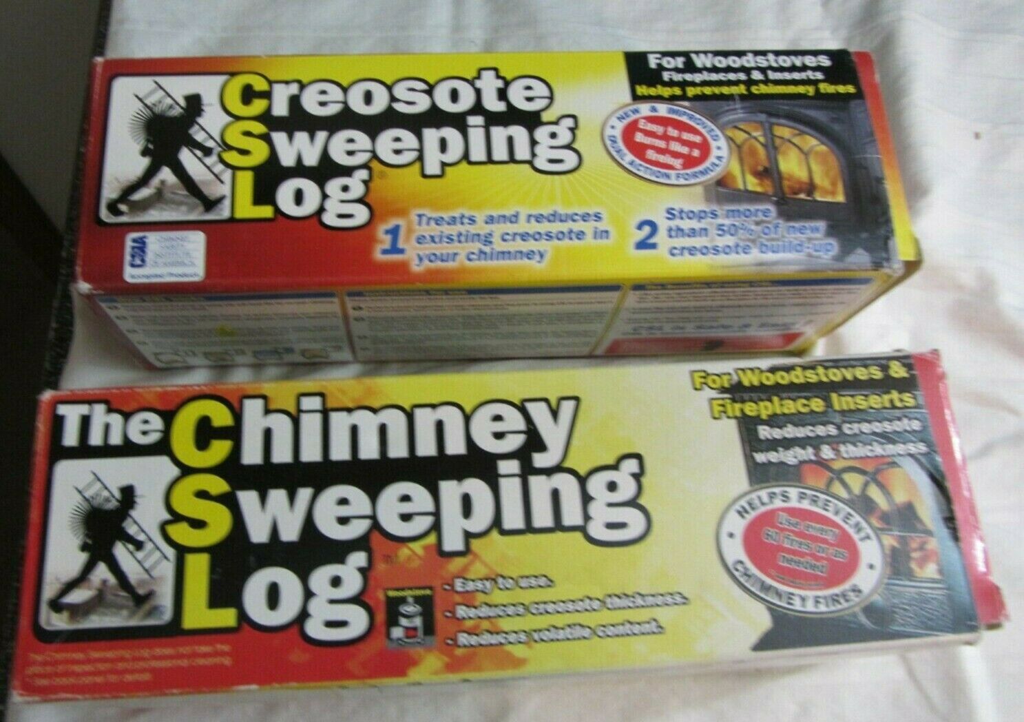 Lot (2) Chimney Creosote Sweeping Log CSL - Fresh Stock Dated October 2025