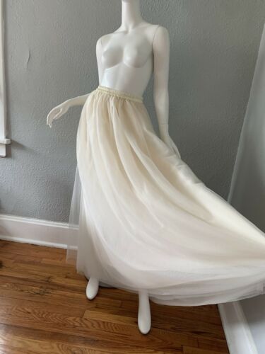 Vintage 80s Off White LAYERED TULLE Party Prom Maxi Wedding Dress Skirt XS/S - Fresh Stock Dated October 2025