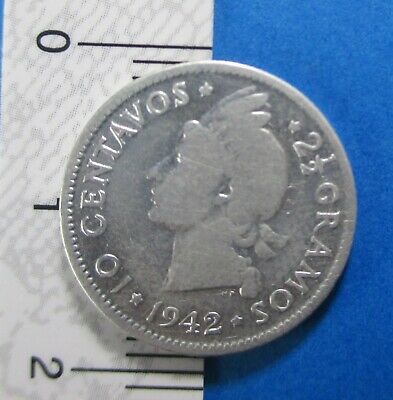 DOMINICAN REPUBLIC 10 CENTAVOS 1942 SILVER KM 19 #88# - Fresh Stock Dated October 2025