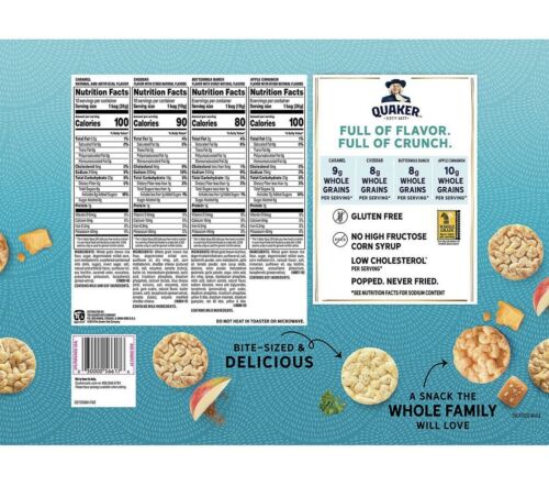 36-Quaker Rice Cakes Crisps Variety CASE 100cal Healthy Snack Gluten Free Chips - Fresh Stock Dated October 2025