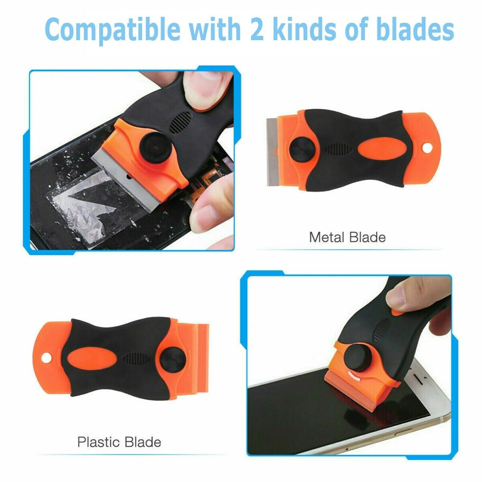 50 Pcs Plastic Razor Blades + 1 Razor Scraper Double Edged Sticker Removal Tool - Fresh Stock Dated October 2025