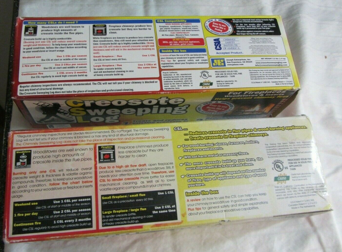 Lot (2) Chimney Creosote Sweeping Log CSL - Fresh Stock Dated October 2025