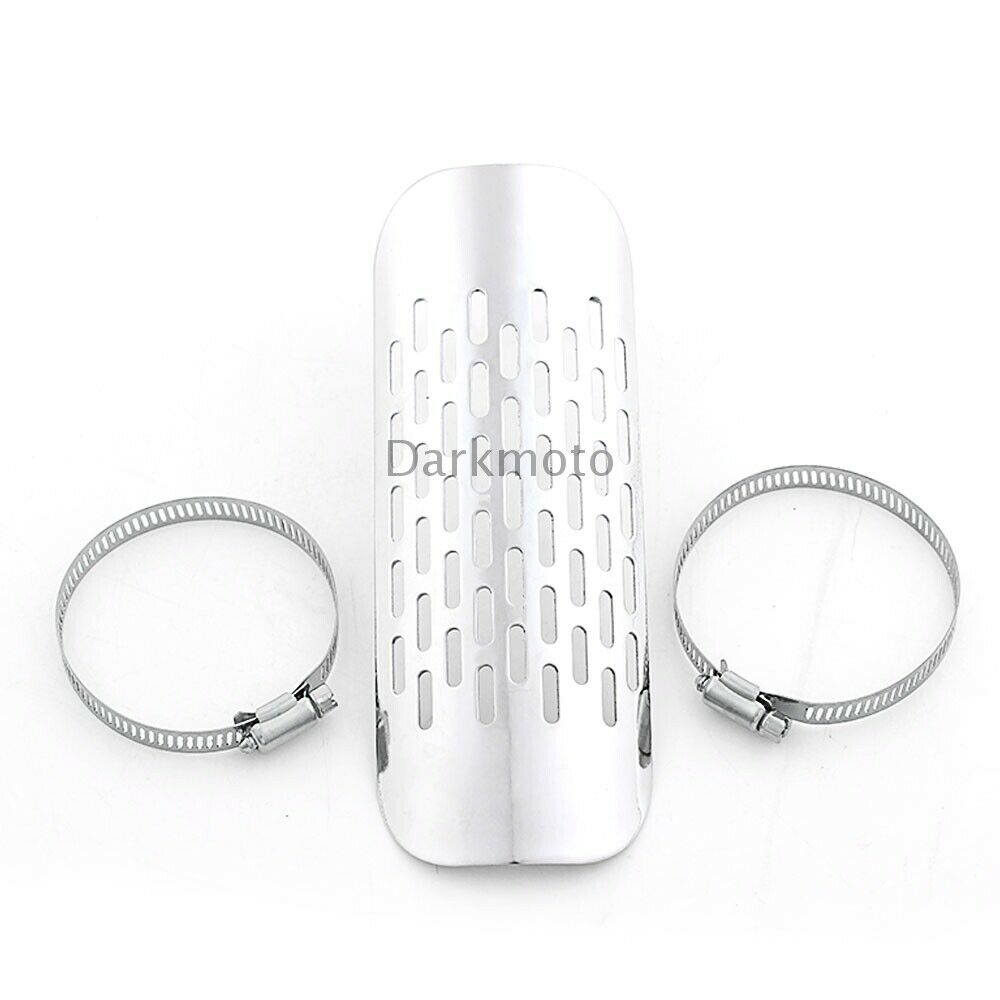 Chrome Exhaust Muffler Pipe Heat Shield Cover Heel Guard Universal Motorcycle - Fresh Stock Dated October 2025