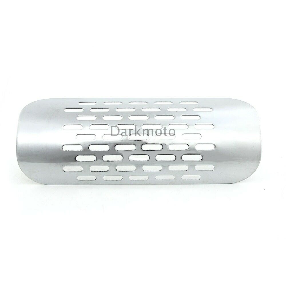 Chrome Exhaust Muffler Pipe Heat Shield Cover Heel Guard Universal Motorcycle - Fresh Stock Dated October 2025