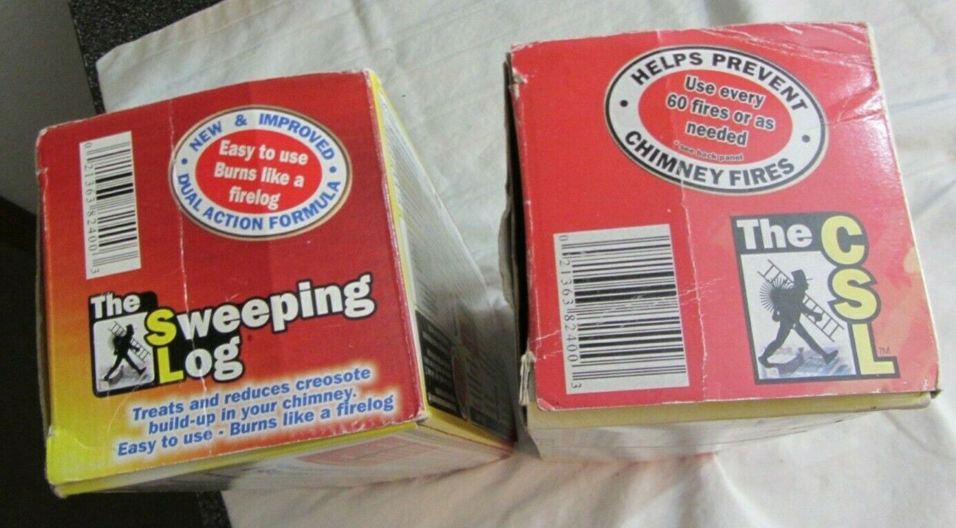 Lot (2) Chimney Creosote Sweeping Log CSL - Fresh Stock Dated October 2025