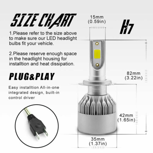 2X H7 LED Headlight Bulbs Kit for Yamaha YZF-R1 07-14/ YZF-R6 2013-15 6000K 100W - Fresh Stock Dated October 2025