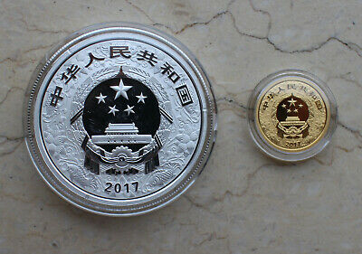 China 2017 Rooster No Colorized Gold and Silver Coins Set - Fresh Stock Dated October 2025