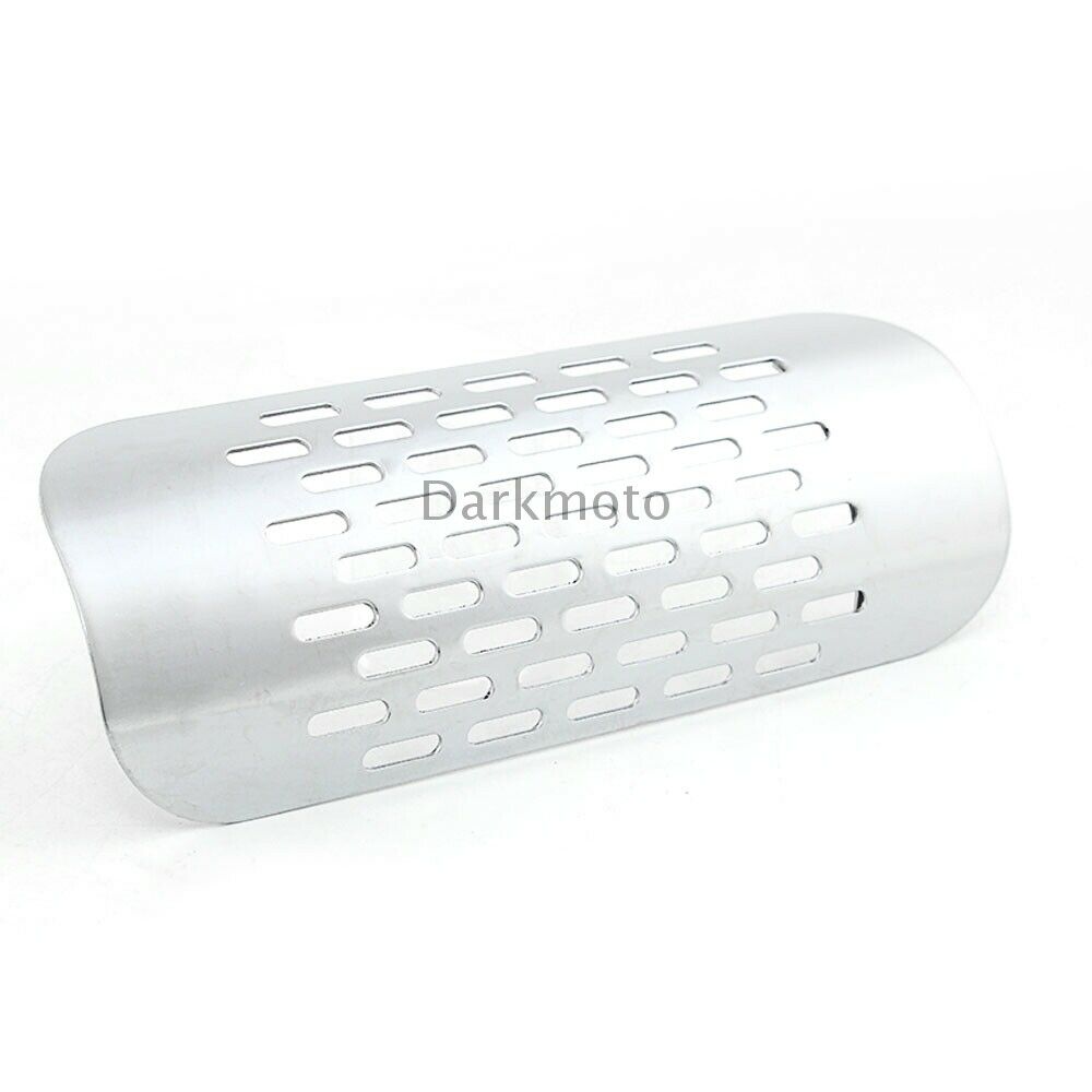 Chrome Exhaust Muffler Pipe Heat Shield Cover Heel Guard Universal Motorcycle - Fresh Stock Dated October 2025