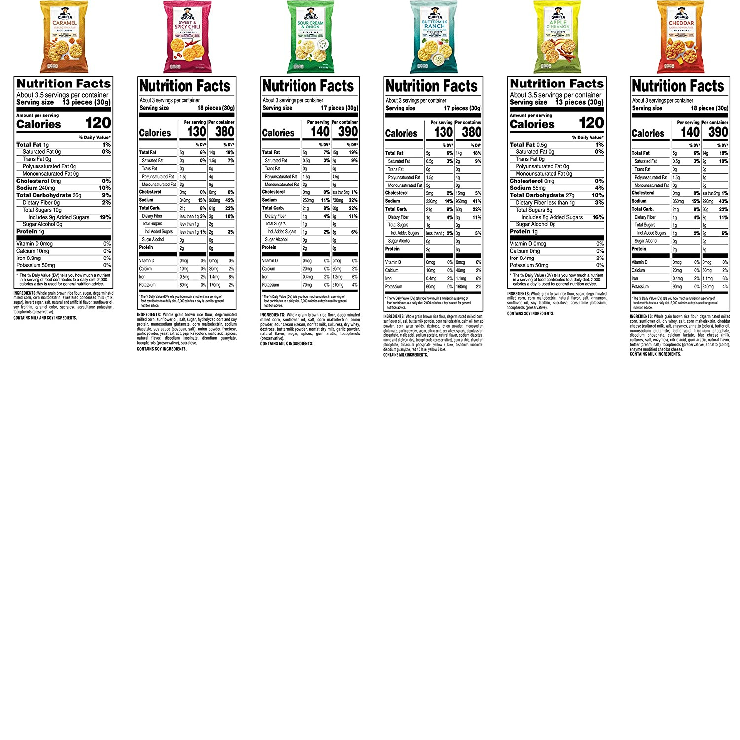Quaker Rice Crisps, 6 Flavor Variety Pack, 12 Count - Fresh Stock Dated October 2025