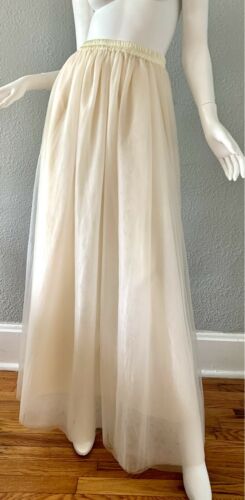 Vintage 80s Off White LAYERED TULLE Party Prom Maxi Wedding Dress Skirt XS/S - Fresh Stock Dated October 2025