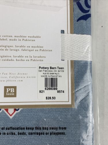 Pottery Barn Teen MLB Major League Baseball Standard Sham 100% Organic Cotton - Fresh Stock Dated October 2025