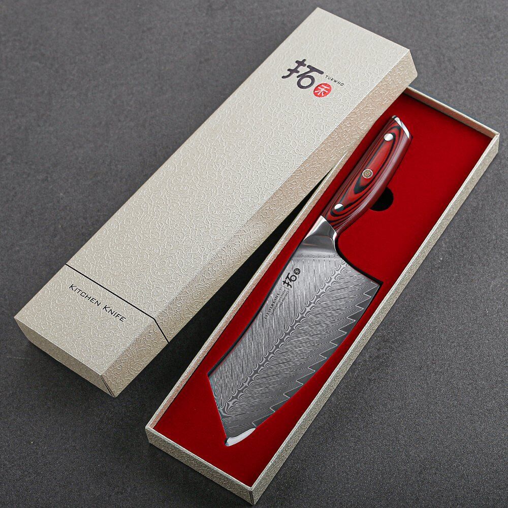 TURWHO 7inch Cleaver Knife 67-Layer Japanese VG10 Damascus Steel Kitchen Knife - Fresh Stock Dated October 2025