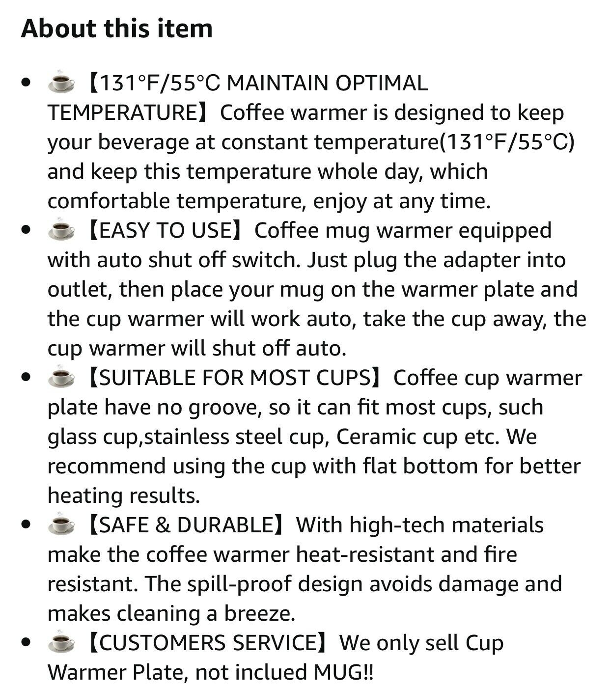 Coffee Cup Warmer for Desk w/Auto Shut Off Tea Mug Warmer Plate or Wax Warmer - Fresh Stock Dated October 2025