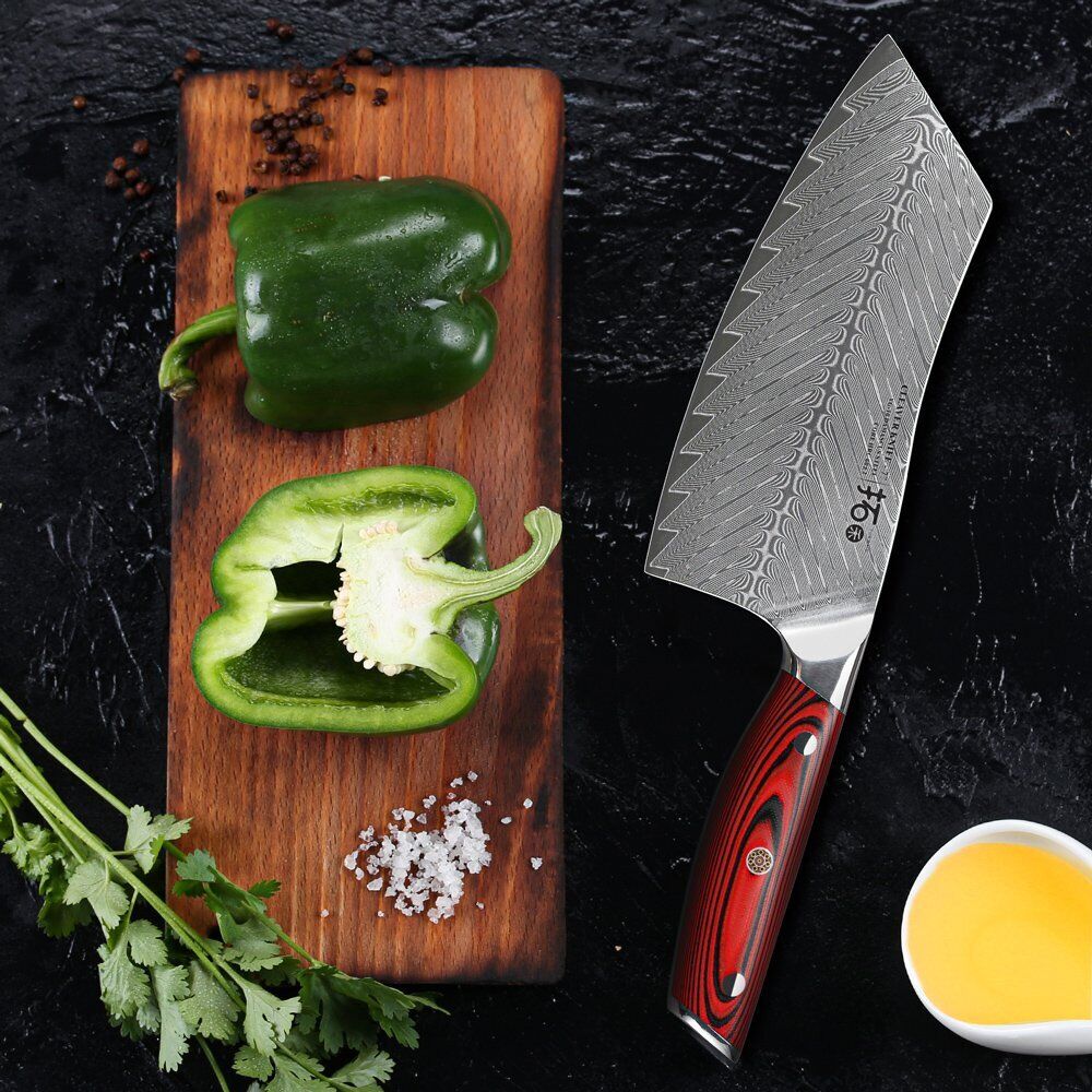 TURWHO 7inch Cleaver Knife 67-Layer Japanese VG10 Damascus Steel Kitchen Knife - Fresh Stock Dated October 2025