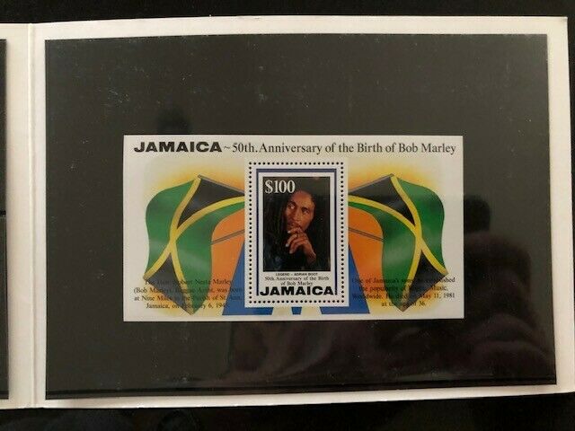 50th Anniversary of the Birth of Bob Marley Jamaica Stamps; Born 1945, Died 1981 - Fresh Stock Dated October 2025