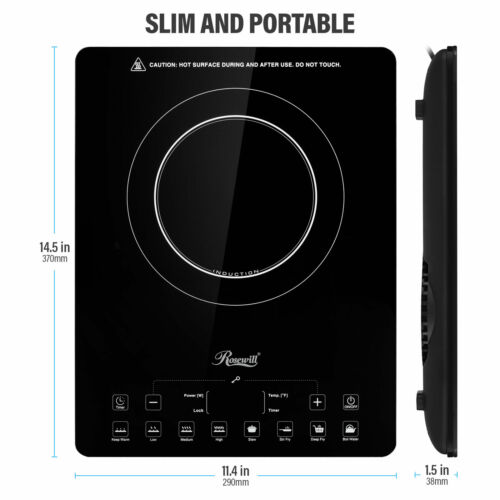 1500W Portable Induction Cooktop Countertop Burner with 15 Temp and Power Levels - Fresh Stock Dated October 2025