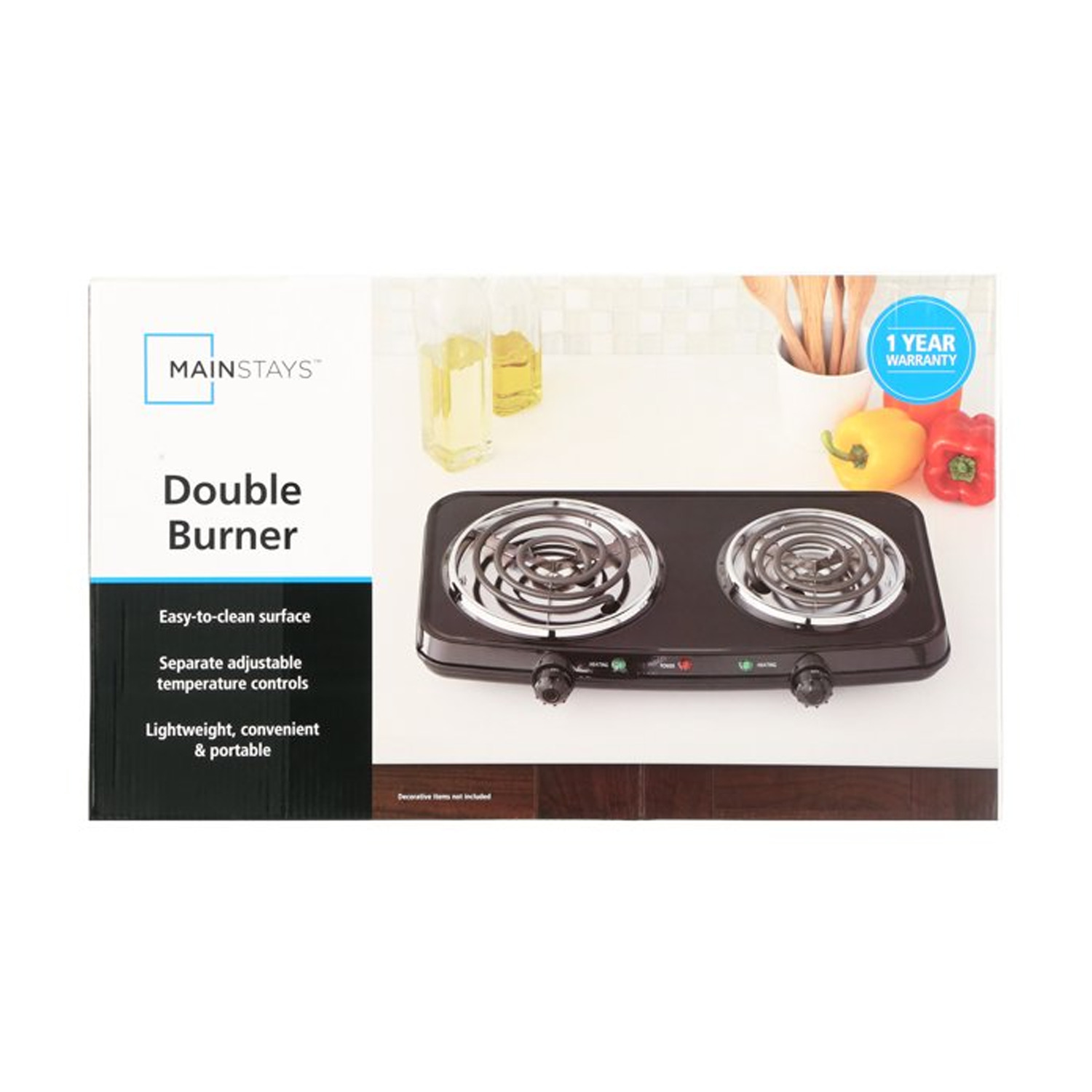 Mainstays Double Burner, 120V~ 1800W, Portable, Easy to Cook, Elegant Classic De - Fresh Stock Dated October 2025